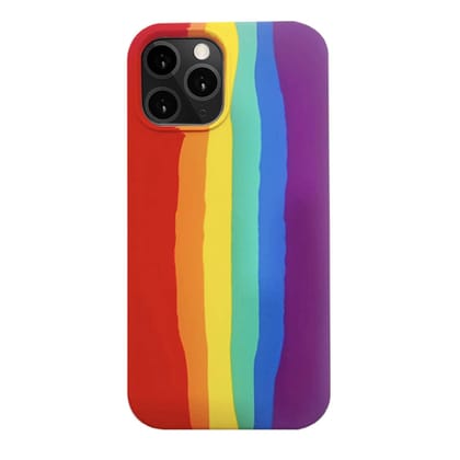 LIRAMARK Liquid Silicone Soft Back Cover Case for Apple iPhone 12 Pro Max (6.7 inch) (Rainbow)