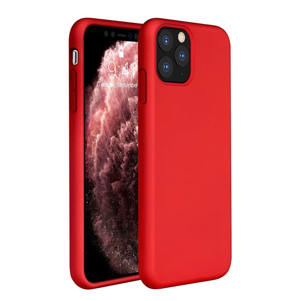 LIRAMARK Liquid Silicone Soft Back Cover Case for Apple iPhone 11 Pro (Red)