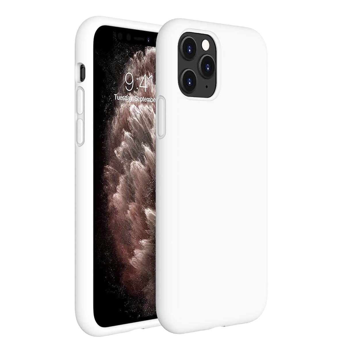 LIRAMARK Liquid Silicone Soft Back Cover Case for Apple iPhone 11 Pro (White)