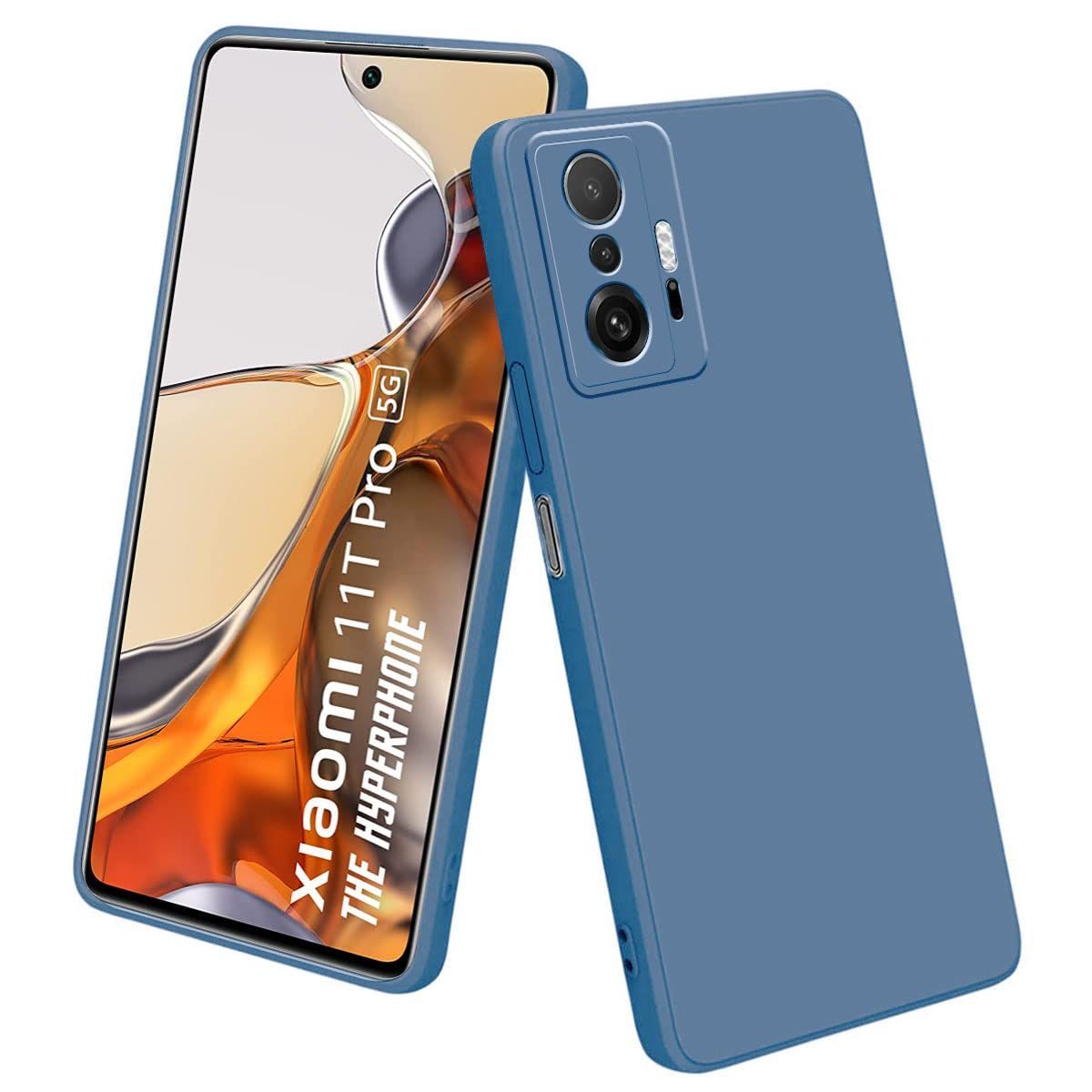 LIRAMARK Silicone Soft Back Cover Case for Xiaomi Mi 11T 5G | Mi 11T Pro 5G (Silicone Blue)
