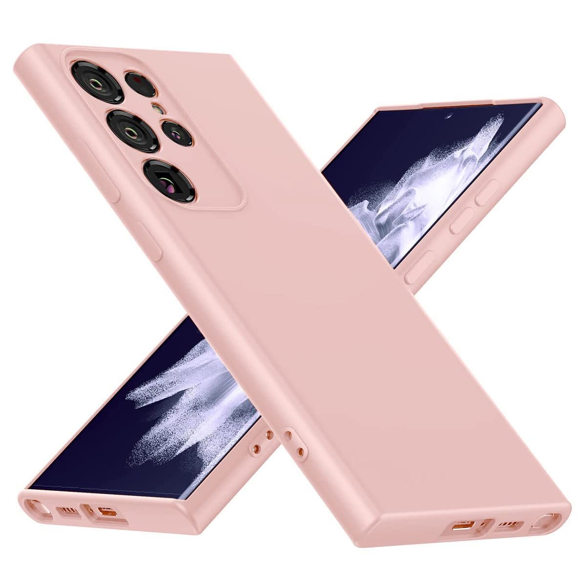 LIRAMARK Liquid Silicone Soft Back Cover Case for Samsung Galaxy S23 Ultra 5G (Pink)