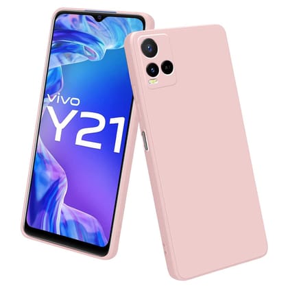 LIRAMARK Silicone Soft Back Cover Case for Vivo Y21 / Y21s / Y33s (Silicone Pink)