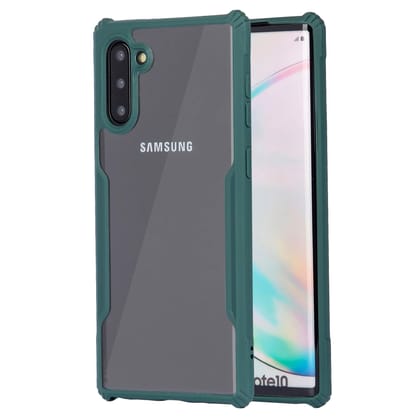 LIRAMARK Transparent Clear Shock Proof Back Cover Case Designed for Samsung Galaxy Note 10 - (Pine Green)