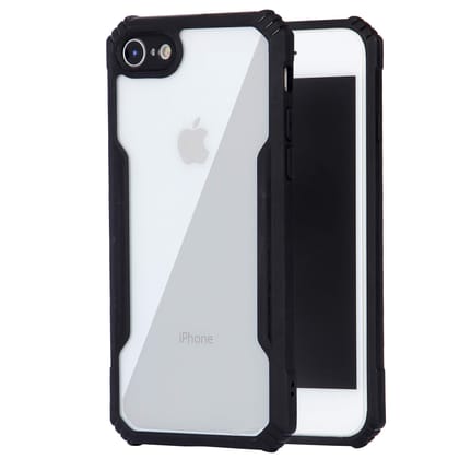 LIRAMARK Transparent Clear Shock Proof Back Cover Case Designed for Apple iPhone SE 2022/2020/8/7 - (Black)