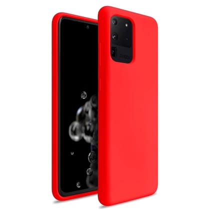 LIRAMARK Liquid Silicone Soft Back Cover Case for Samsung Galaxy S20 Ultra / S20 Ultra 5G (Red)