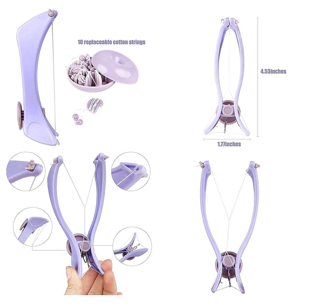 EASY SHOPE Slique Eyebrow Face and Body Hair Threading and Removal System  Tweezers for Eyebrows, Threading Tool, Threading Machine for Women, Purple  1-pcs. 