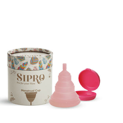 SIPRO Reusable Menstrual Cup for Women - Multi Fold Baby Pink | Travel Friendly with Pouch, Ultra Soft Odour & Rash Free,100% Medical Approved Silicone |12 Hours Protection, No Leakage FDA Approved (Pack of 1) |