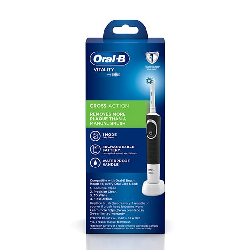 Oral B Vitality 100 Blue Criss Cross Electric Rechargeable Toothbrush  Powered 