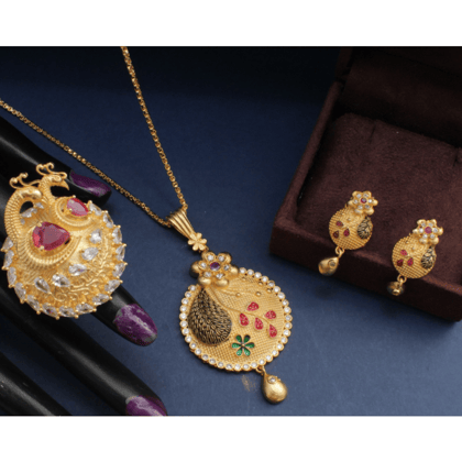 Pendant & Finger ring combo | Golden plated | Jewelery combo for girls & women