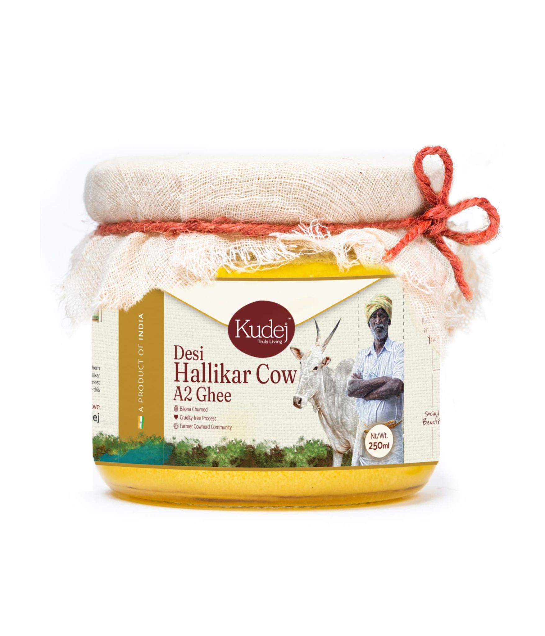 Kudej Desi Hallikar Cow A2 Ghee 250ml