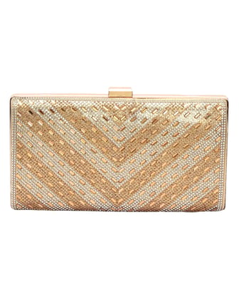 AUTHENTIC AK-WOMEN STONE & METALICGOLD CLUTCH A13