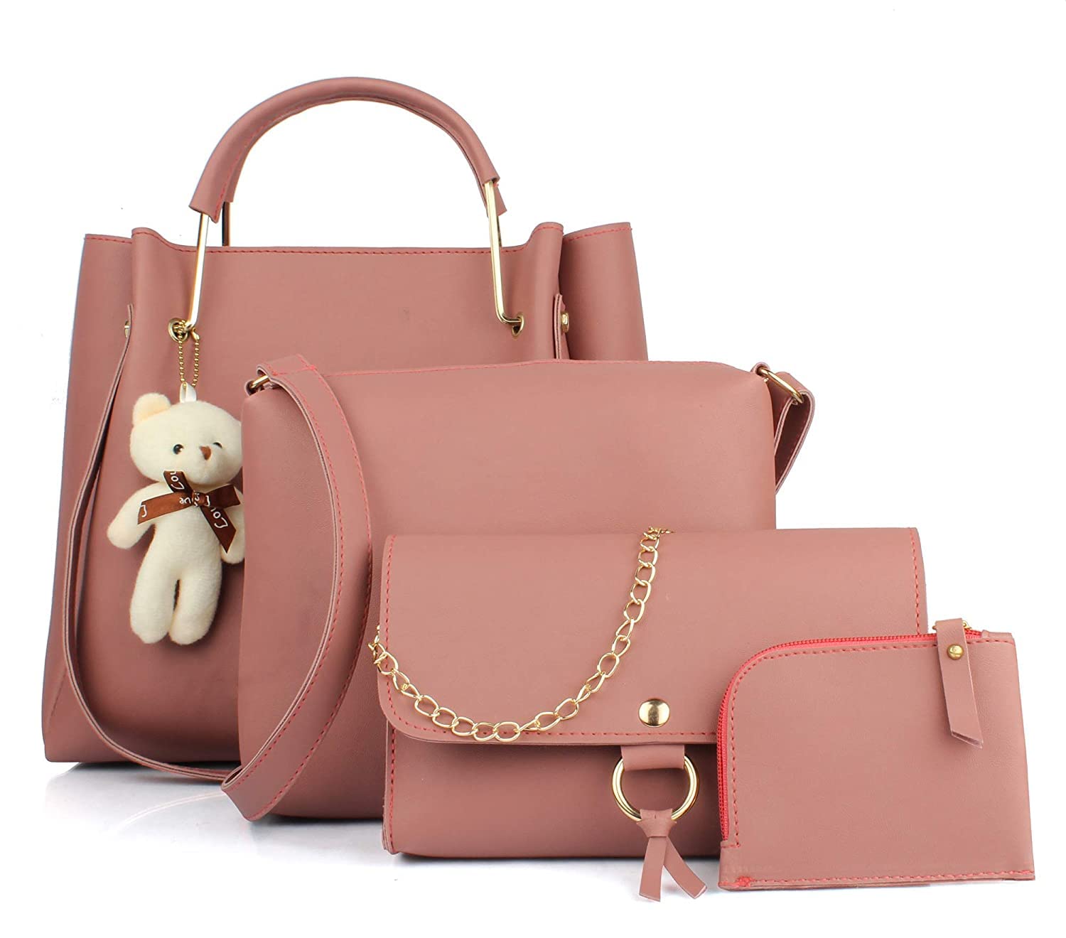 AUTHENTIC AK Women 4 Teddy Pink Combo Hand Bag A162 - Playful and Fashion-Forward