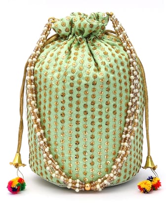 AUTHENTIC AK Women Golden Star with Green Potli Bag