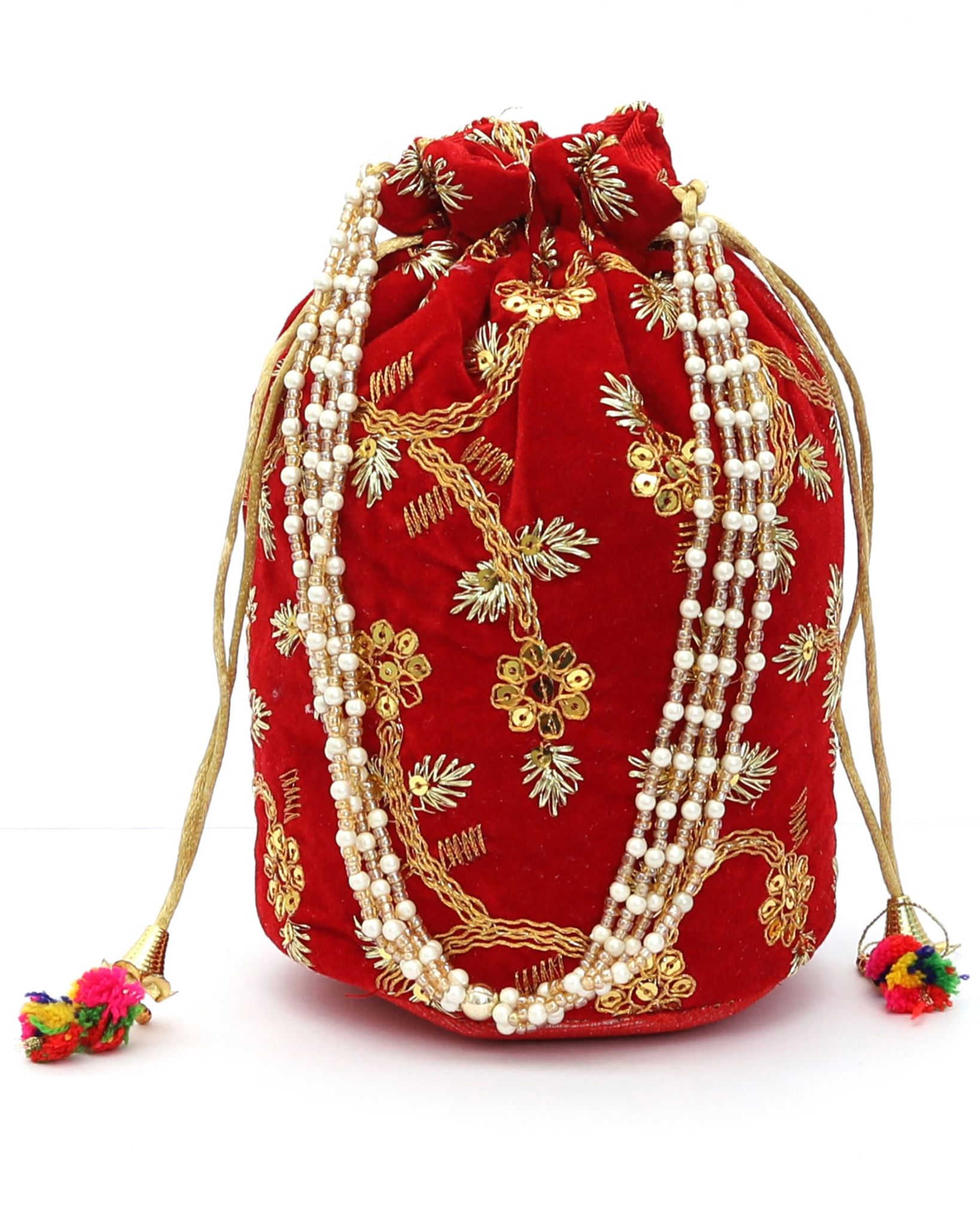 AUTHENTIC AK-WOMEN POTLI GOLDEN WORK WITH MAROON A14