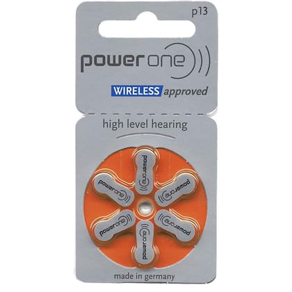 Power One Hearing Aid Battery Size 13, Pack of 18 Batteries, 3 Strips