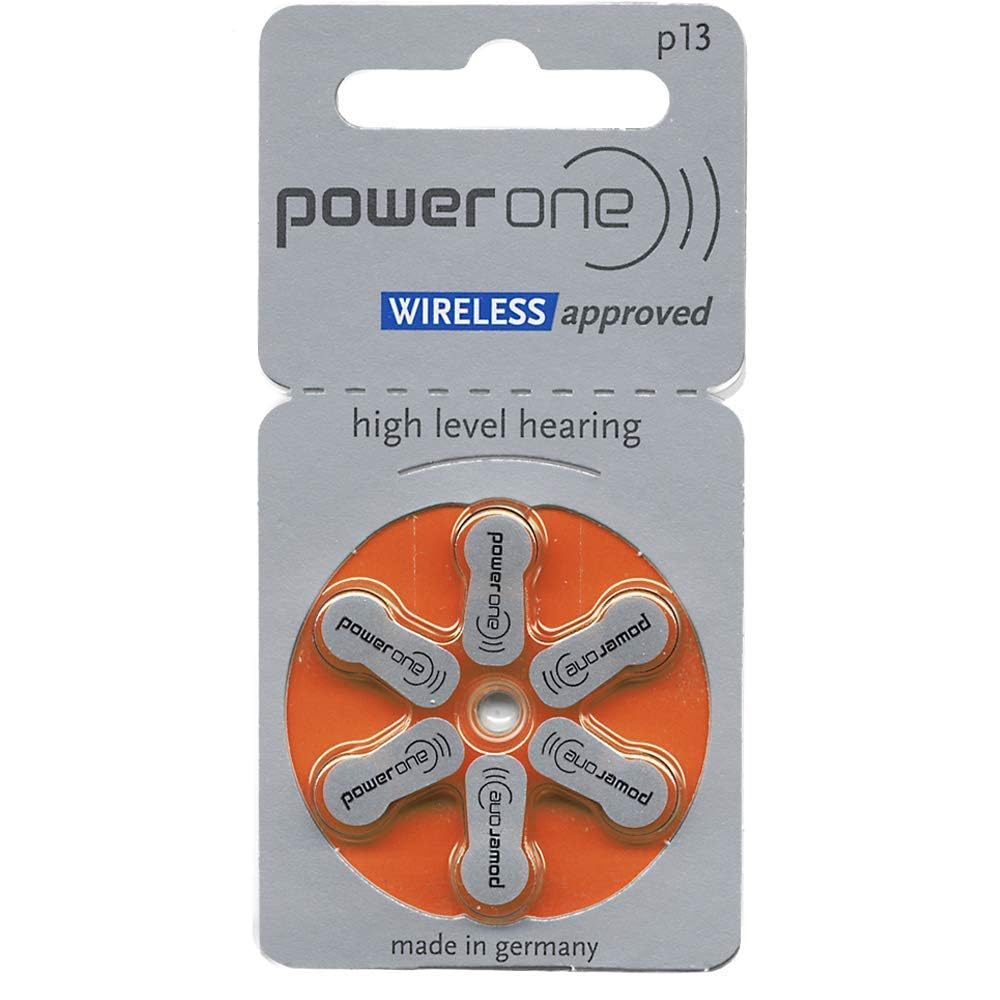 Power One Hearing Aid Battery Size 13, Pack of 18 Batteries, 3 Strips