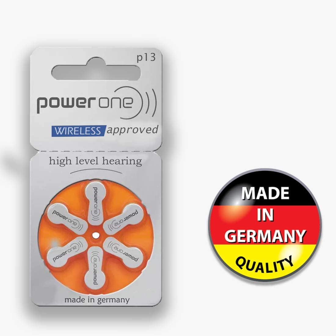 Power One Hearing Aid Battery Size 13, Pack of 30 Batteries, 5 Strips