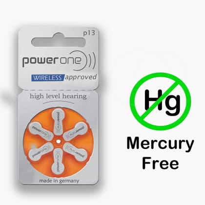 Power One Hearing Aid Battery Size 13, Pack of 48 Batteries, 8 Strips