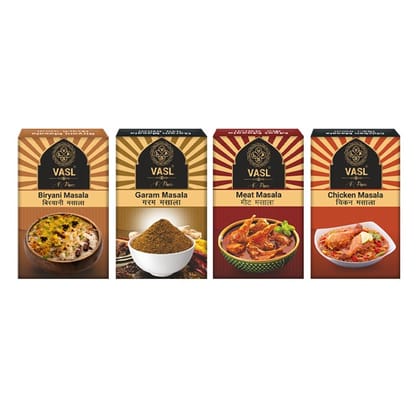 Vasl Meat Masala 100g + Chicken Masala 100g + Biryani Masala 50gm & Garam Masala 100g Nonveg Masala Combo, Pack of 4 ( 1 x 50 ) (3 x 100 g)