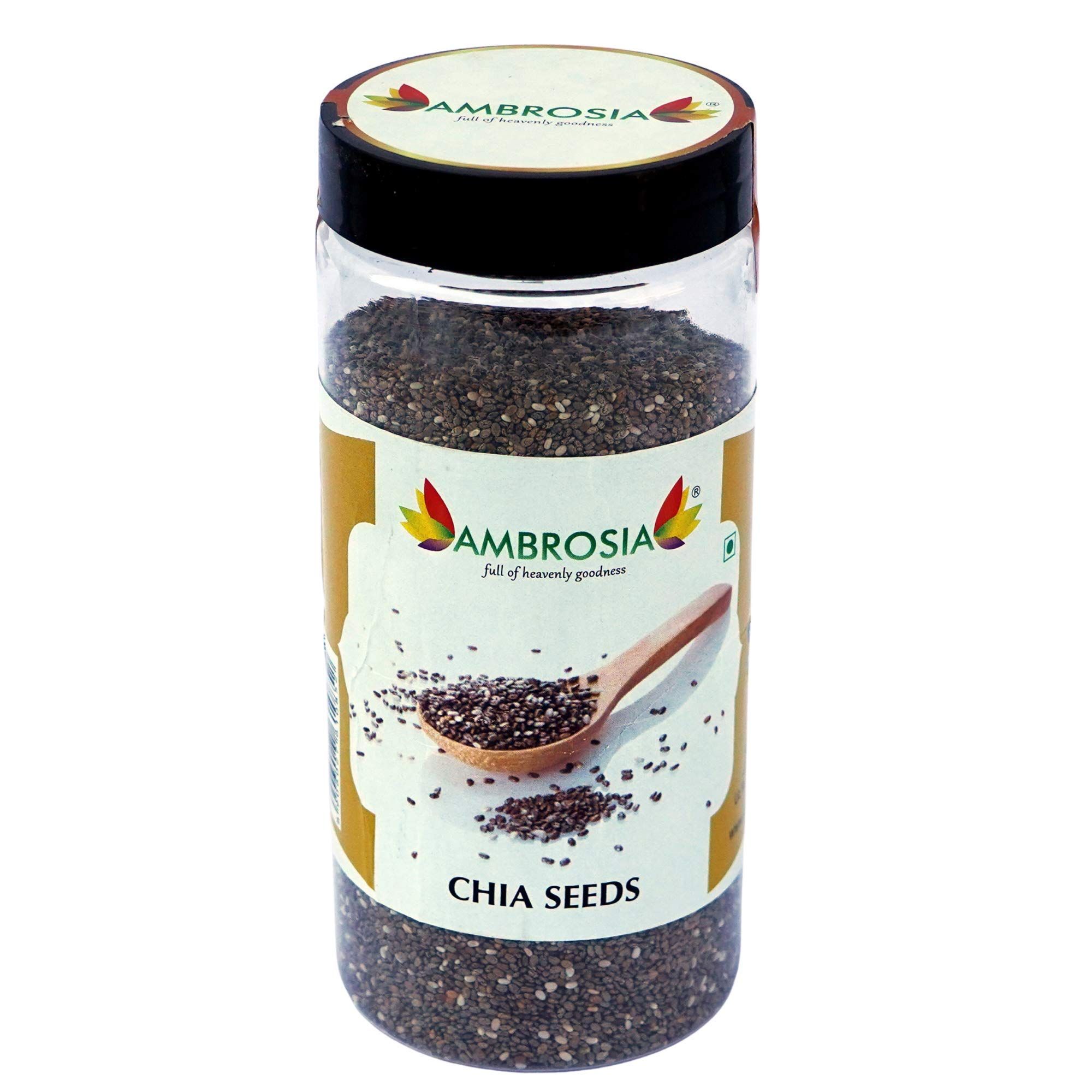 Ambrosia Raw Unroasted Chia Seeds 250g | Chia Seed for Weight Loss Omega 3| Fibre (Pack of 1)