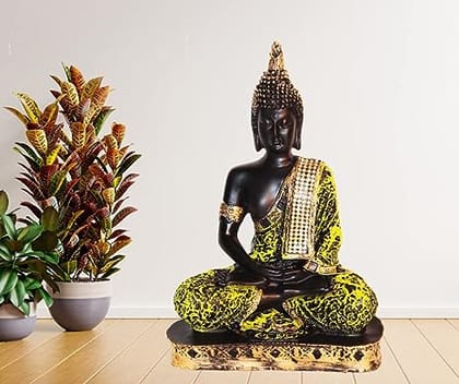 Polyresin Sitting Big Buddha Statue for aqurarium Tank,Good Luck,Living Room,Home décor,Garden, god Idol,Best showpiece,Gifting Items