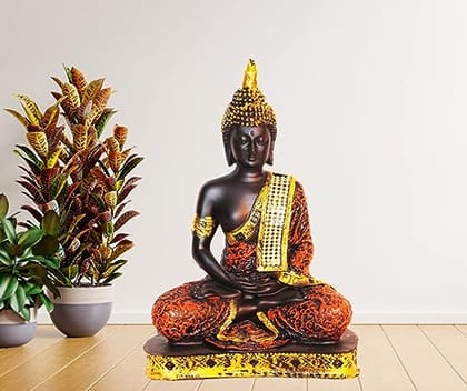Polyresin Sitting Big Buddha Statue for aqurarium Tank,Good Luck,Living Room,Home décor,Garden, god Idol,Best showpiece