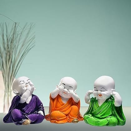 Figurines Lucky Monks Resin Laughing Buddha for Money and Wealth and Good Luck Statue,Showpiece,Idol for Home décor, Gifting Items, Showcase Items,showpiece for Home Decor