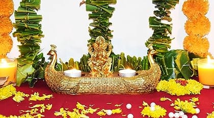 Lord Ganesha Ganesh ji Idol Ganpati Showpiece Tea Light Holder Good Luck Gifts Items Big Size