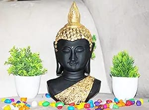 Meditating Buddha Face Statue Polyresin Buddha Idol Showpiece - Perfect for Living Room, Bedroom & Office Space - Home Decor and Staircase Decoration - Ideal for Gifting