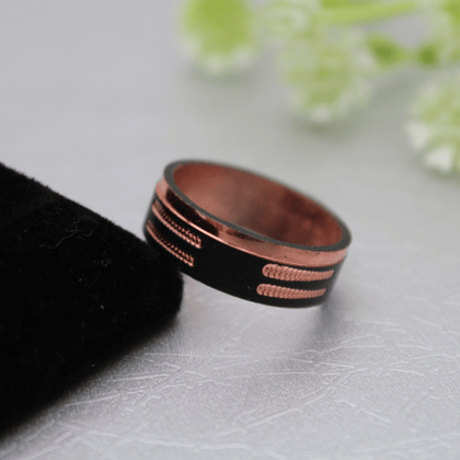 ZEELLO Ring for mens stainless steel black and rose gold plated ring for daily wear, gift for brother,boyfriend