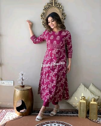 Samridhee Creation Printed Dark Pink Lace Suit