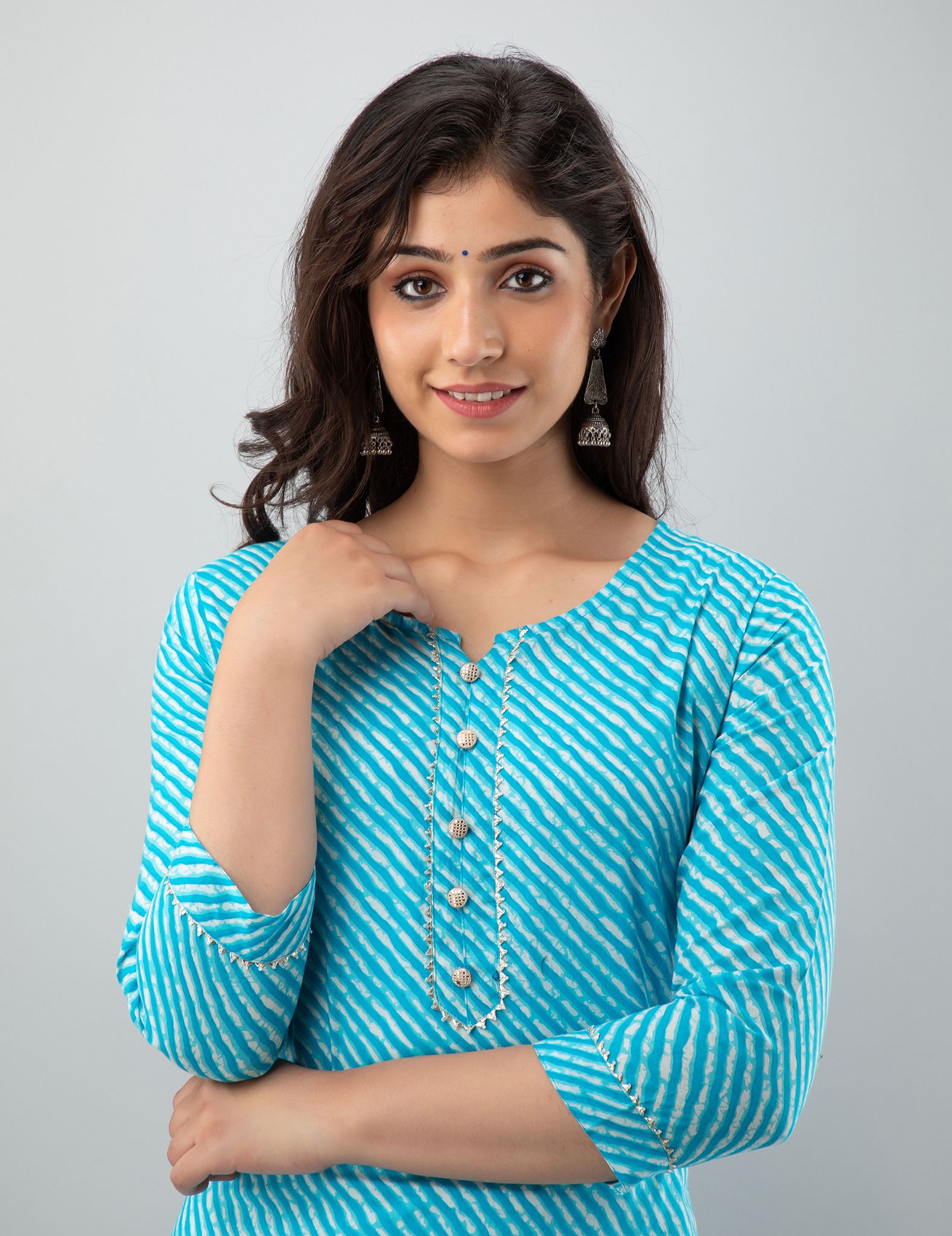 Stylish Lehariya Blue Kurti