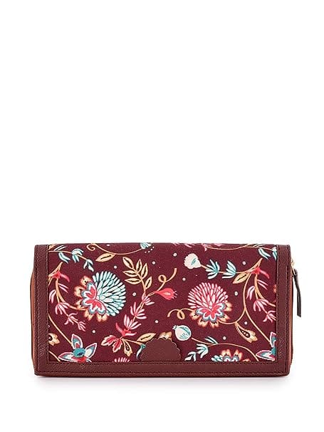 Lychee bags Women Printed Canvas Multicolour Wallet (Brown)