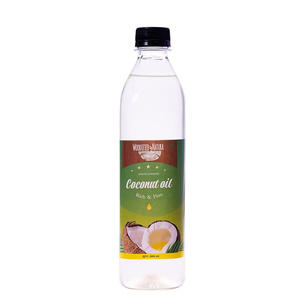 Woodified Natura Organic Wood Pressed Natural Coconut Oil Pure Cold Pressed Edibile Narial ka Tel (500 ML)