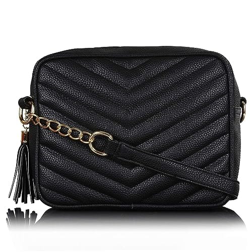 Lychee Bags Women Pu Quilted Black Sling Bag