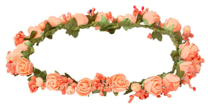 Loops n Knots Women's White n Pink Tiara/Crown/Headband For Girls & Women Hair Accessories For Birthday,Party & Wedding (Orange)