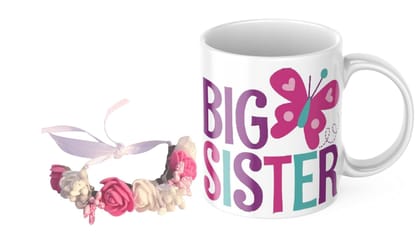 LOOPS N KNOTS Gift for Sister Printed Ceramic Mug and Wristband Combo|Pack of 1Mugs& 1 Wristband (Wristband & Printed Mug,) Gift for Rakhi for Sister WB&M024