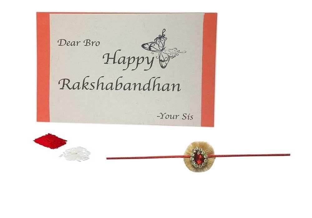 Loops n knots ? Designer Rakhi For Brother Crystal Stone Rakhi & Thread Wristband For Rakshabandhan with card SRC022