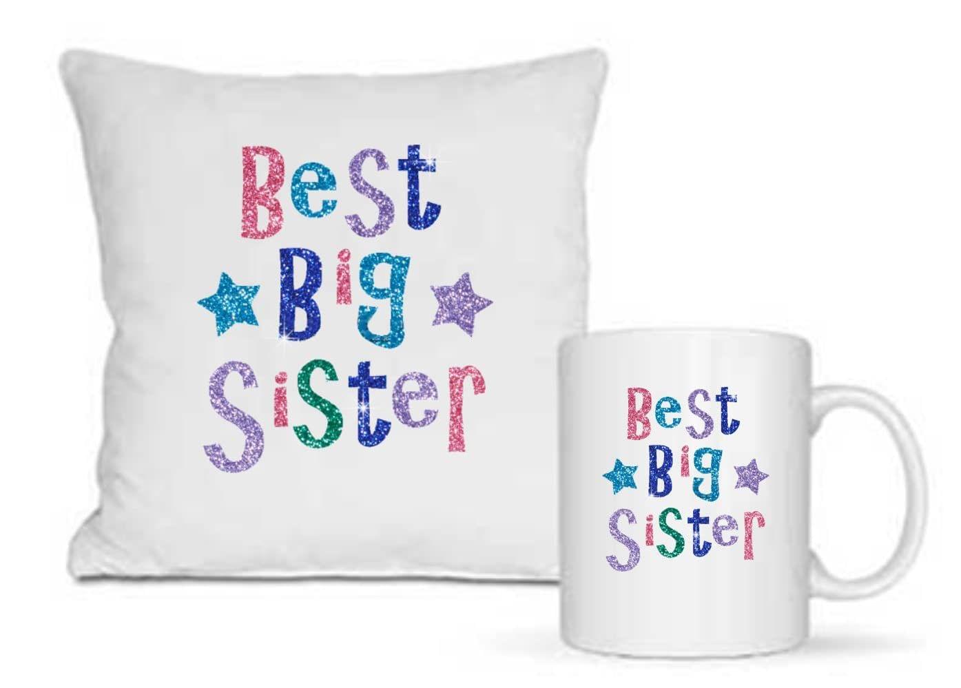 Loops n knots ? Rakhi Gifts for Sister/Kids Big Sister Printed Cushion (12 inch X 12 inch) A Coffee Mug, Chocolate Customisation Available On Request code:cmc006