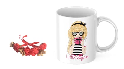 LOOPS N KNOTS "Sisterly Delights: A Coffee Mug and Floral Wristband Gift Set for Sister WB&M120