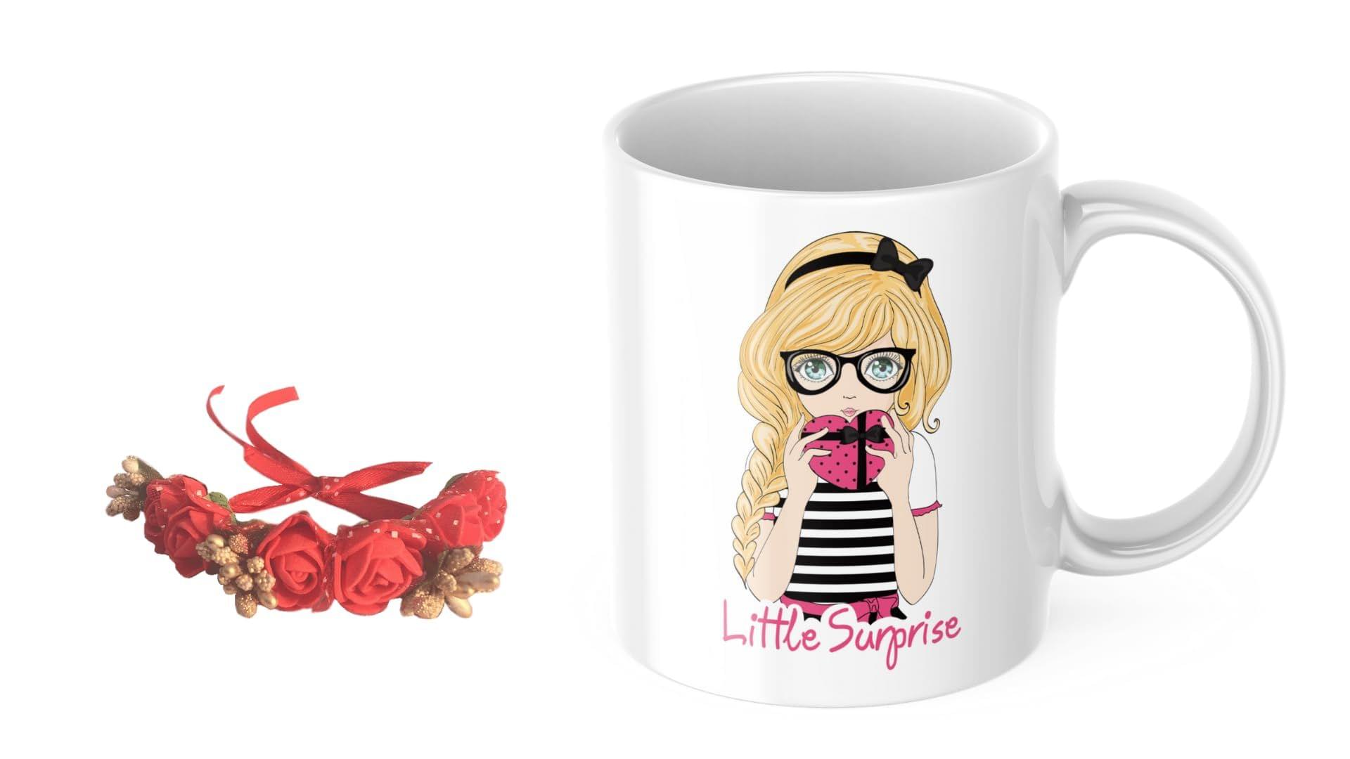 LOOPS N KNOTS "Sisterly Delights: A Coffee Mug and Floral Wristband Gift Set for Sister WB&M120