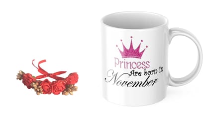 LOOPS N KNOTS "Sisterly Delights: A Coffee Mug and Floral Wristband Gift Set for Sister WB&M109