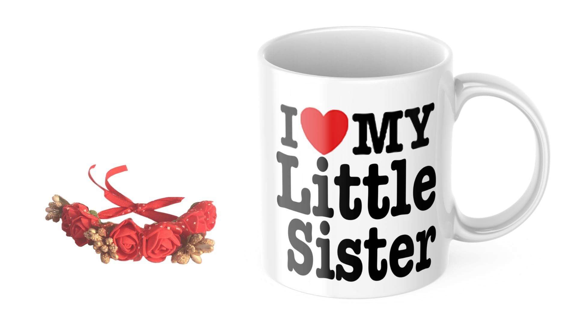 LOOPS N KNOTS "Sisterly Delights: A Coffee Mug and Floral Wristband Gift Set for Sister WB&M095