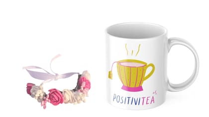 LOOPS N KNOTS Gift for Sister Printed Ceramic Mug and Wristband Combo|Pack of 1Mugs& 1 Wristband (Wristband & Printed Mug,) Gift for Rakhi for Sister WB&M072