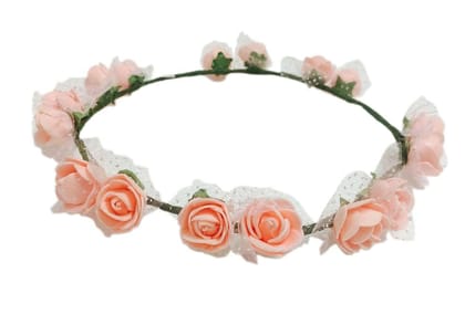Loops n Knots Princess Flora Collection Peach Tiara/Crown/Headband For Girls & Women -Hair Accessories For Birthday,Party & Wedding