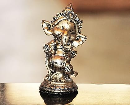 Handicrafted Ganesh Idol Statues Figurines Beautiful Home Decor Items for Living Room Gift(Metalic)
