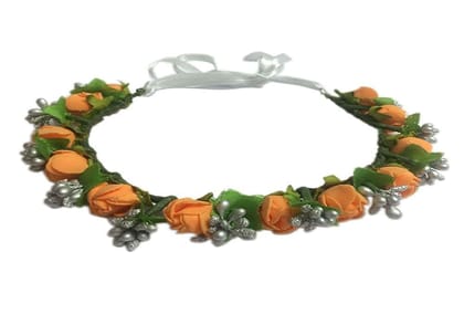 Loops n Knots Orange And Silver Floral Tiara/Crown/Headband, Gift For Girl friend/Gift for Valentine/Gift for Her (Pink)