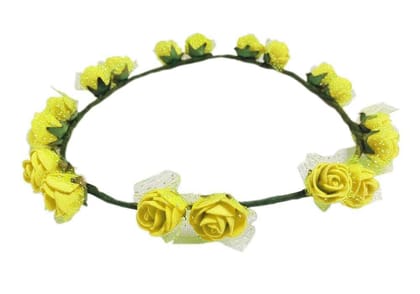 Loops n Knots Princess Flora CollectionYellow Tiara/Crown/Headband For Girls & Women -Hair Accessories For Birthday,Party & Wedding