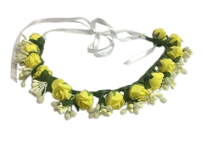 Loops n Knots Yellow And White Floral Tiara/Crown/Headband, Gift For Girl friend/Gift for Valentine/Gift for Her (Pink)