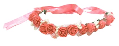 Loops n knots ? Red & White Floral Tiara Crown For Girls (Red)